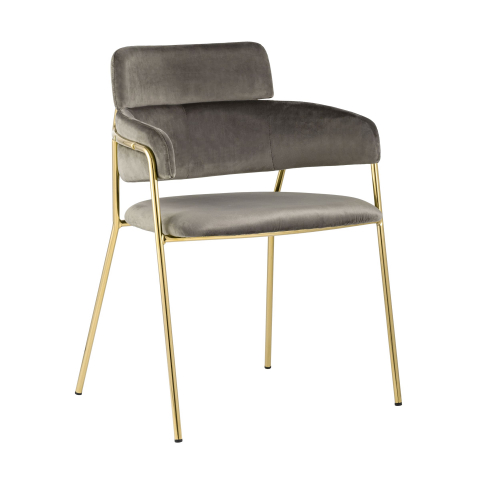 Стул Полин коричневый велюр, золотой цвет каркаса