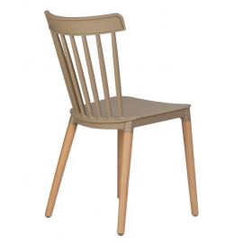Пластиковый стул Theo бежевый ножки деревянные цвет бук