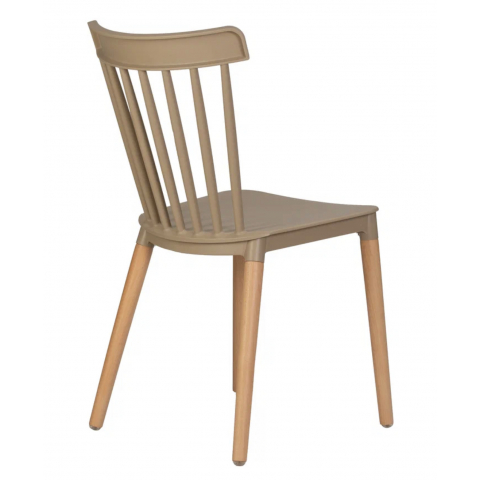 Пластиковый стул Theo бежевый ножки деревянные цвет бук