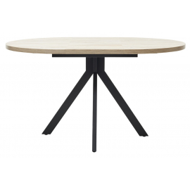 Стол КОРФУ 100 раскладной Дуб Эндгрейн / черный каркас