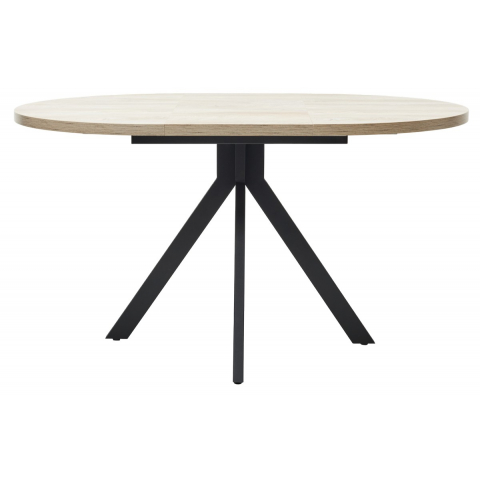 Стол КОРФУ 100 раскладной Дуб Эндгрейн / черный каркас