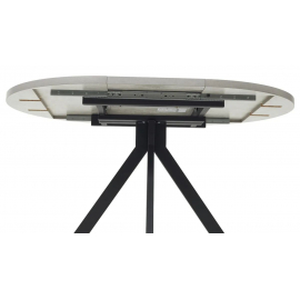 Стол КОРФУ 100 раскладной Цемент светлый / черный каркас