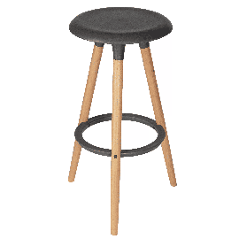 Табурет пластиковый барный ROYCE (ножки светлый бук, цвет темно-серый GR-04)