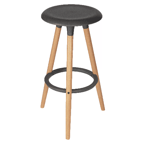 Табурет пластиковый барный ROYCE (ножки светлый бук, цвет темно-серый GR-04)