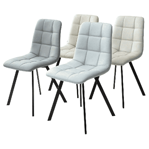 Стул CHILLI SQUARE HK017-03 экокожа светло-серый / черный каркас