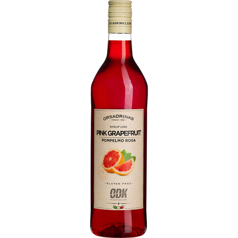 Сироп «Розовый Грейпфрут» ODK уцененный; пластик; 1л; D=8,H=32см; красный