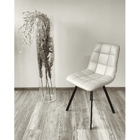 Стул CHILLI SQUARE HK017-03 экокожа светло-серый / черный каркас