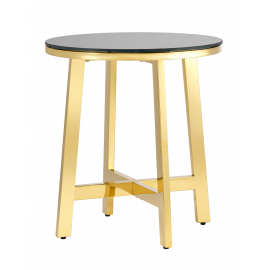 Журнальный стол 50*50 АЛЬБА золото стекло черное