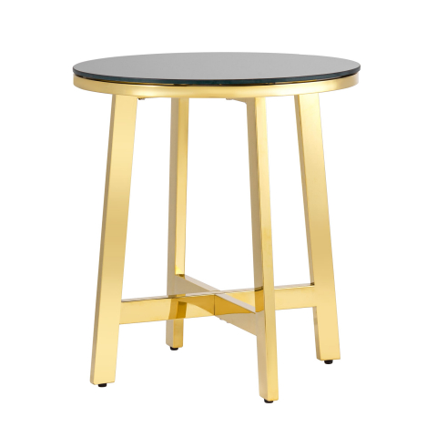 Журнальный стол 50*50 АЛЬБА золото стекло черное