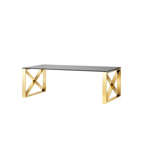 Журнальный стол 120*60 КРОСС золото стекло smoke