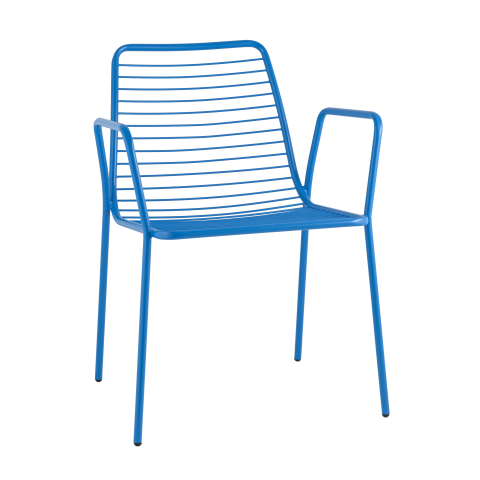 Стул с подлокотниками Дели металл голубой