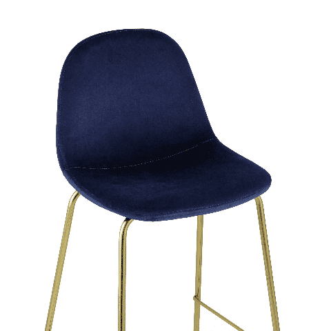Стул барный Валенсия велюр синий золотые ножки