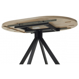 Стол КОРФУ 100 раскладной Дуб Эндгрейн / черный каркас