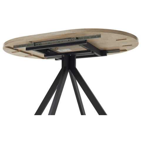 Стол КОРФУ 100 раскладной Дуб Эндгрейн / черный каркас