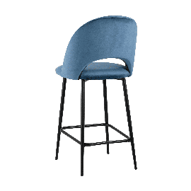 Стул мягкий полубарный Меган велюр пыльно-синий металлический каркас