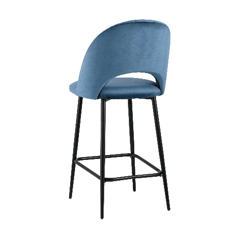 Стул мягкий полубарный Меган велюр пыльно-синий металлический каркас