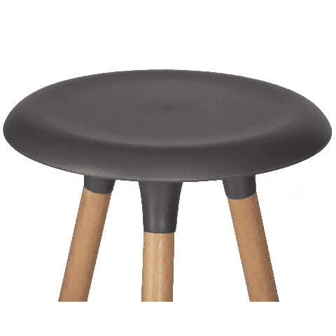 Табурет пластиковый барный ROYCE (ножки светлый бук, цвет темно-серый GR-04)