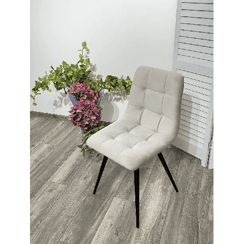 Стул CHILLI-Q светло-серый #H09, велюр / черный металлический каркас