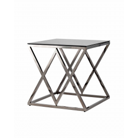 Журнальный стол 55*55 ИНСИГНИЯ сталь темный хром стекло smoke