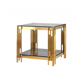 Журнальный столик 55*55 ГЭТСБИ золото стекло smoke