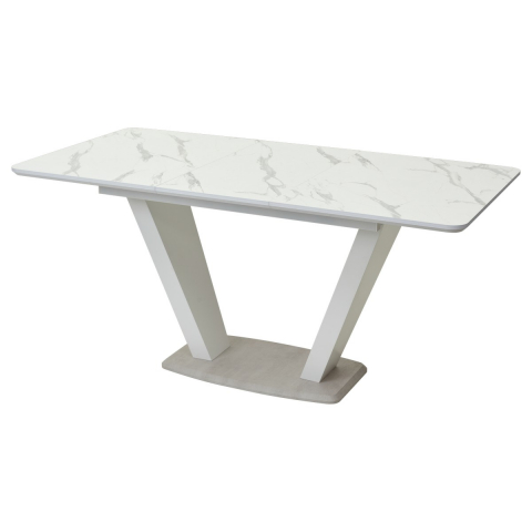 Стол Прага 120 БЕЛЫЙ МРАМОР FC13 CLEAF, пластик / БЕЛЫЙ, КАМЕНЬ СВЕТЛЫЙ