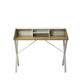 Компьютерный стол ORLA H475 Дуб натуральный / белый каркас