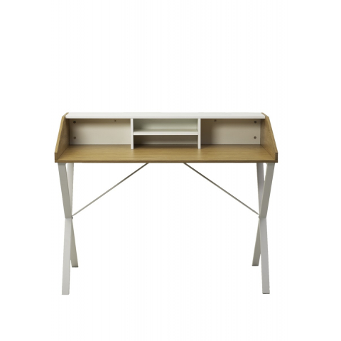 Компьютерный стол ORLA H475 Дуб натуральный / белый каркас