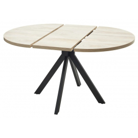 Стол КОРФУ 100 раскладной Дуб Эндгрейн / черный каркас