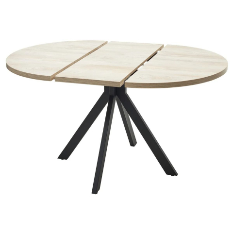 Стол КОРФУ 100 раскладной Дуб Эндгрейн / черный каркас