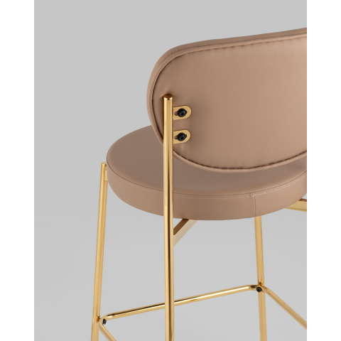 Стул полубарный Барбара NEW экокожа бежевая золотые ножки 2 шт.