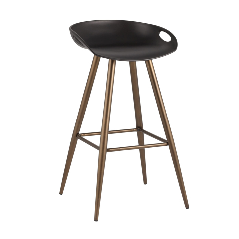 Стул барный Флэш черный, бронзовые ножки