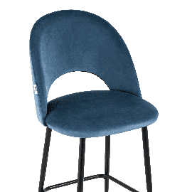 Стул мягкий полубарный Меган велюр пыльно-синий металлический каркас