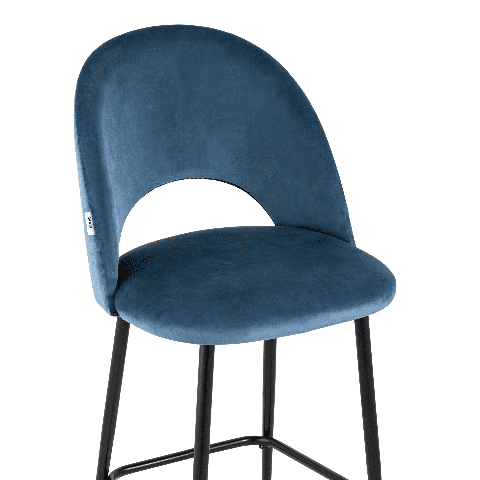 Стул мягкий полубарный Меган велюр пыльно-синий металлический каркас