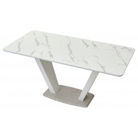 Стол Прага 120 БЕЛЫЙ МРАМОР FC13 CLEAF, пластик / БЕЛЫЙ, КАМЕНЬ СВЕТЛЫЙ
