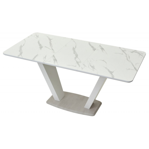Стол Прага 120 БЕЛЫЙ МРАМОР FC13 CLEAF, пластик / БЕЛЫЙ, КАМЕНЬ СВЕТЛЫЙ