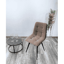 Стул CHILLI-Q молочный шоколад #12, велюр / черный каркас из металла