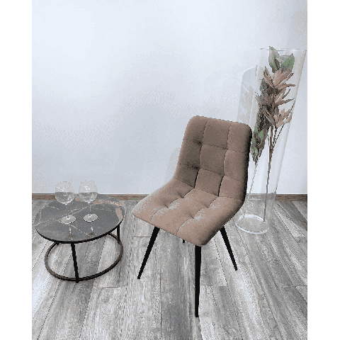 Стул CHILLI-Q молочный шоколад #12, велюр / черный каркас из металла