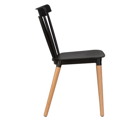Пластиковый стул Theo черный ножки деревянные цвет бук