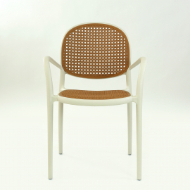 Кресло СМН-70 цвет белый с бежевой сеткой