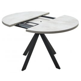 Стол КОРФУ 100 раскладной Цемент светлый / черный каркас