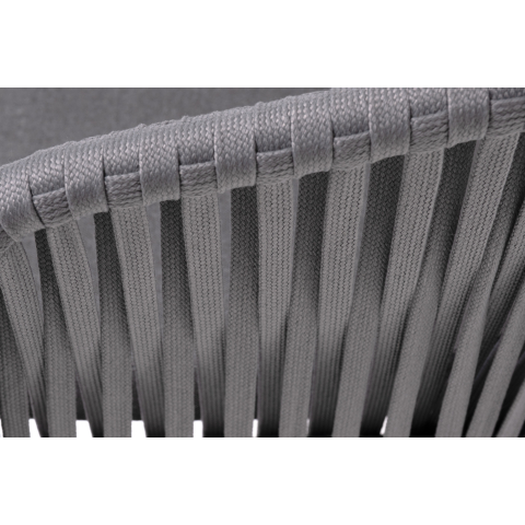 Стул Бордо плетеный из роупа, каркас алюминий темно-серый (RAL7024) муар, роуп серый 15мм, ткань темно-серая 027