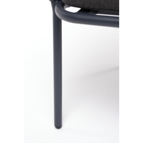 Стул Бордо плетеный из роупа, каркас алюминий темно-серый (RAL7024) муар, роуп серый 15мм, ткань темно-серая 027