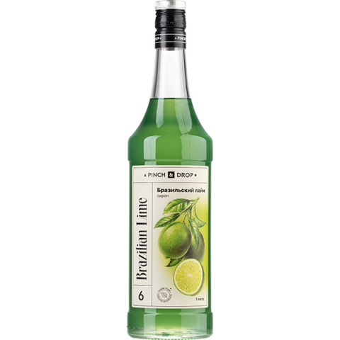 Сироп «Бразильский Лайм» Pinch&Drop уцененный; стекло; 1л; D=85,H=330мм; зелен.