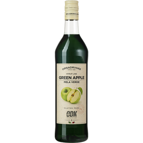 Сироп «Зеленое Яблоко» ODK уцененный; пластик; 1л; D=8,H=32см; зелен.