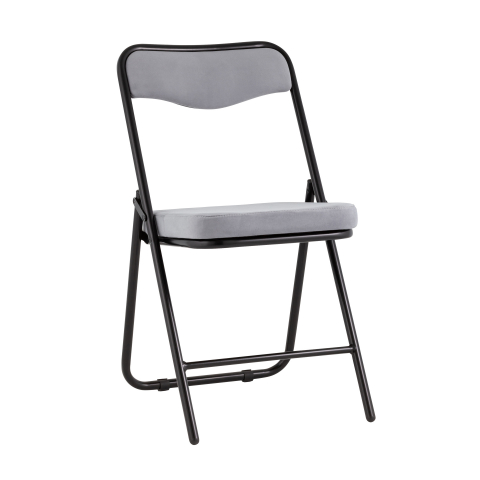 Складной стул Джонни велюр серый каркас черный матовый