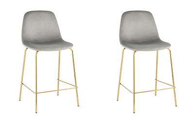 Стул полубарный Валенсия SN, велюр серый, золотые ножки 2 шт
