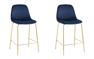 Стул полубарный Валенсия SN, велюр синий, золотые ножки 2 шт