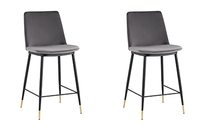 Стул полубарный Мелисса, велюр темно-серый 2 шт