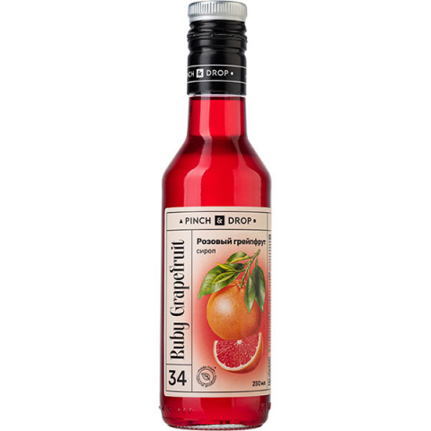 Сироп «Розовый Грейпфрут» Pinch&Drop уцененный; стекло; 250мл; D=54,H=202мм; красный