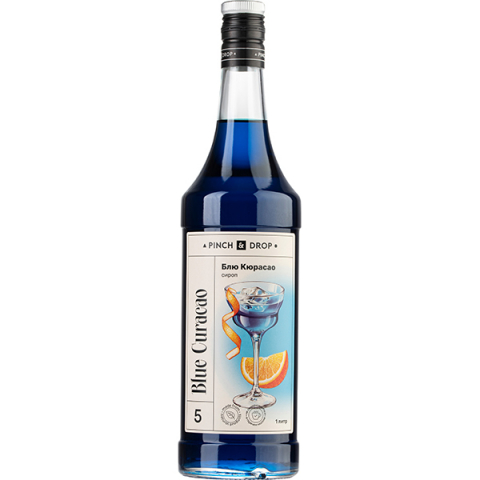 Сироп «Блю Кюрасао» Pinch&Drop уцененный; стекло; 1л; D=85,H=330мм; синий